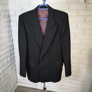 Chequers Men's Size 38R Black w/ Stripes Made in Canada Virgin Wool Sportscoat